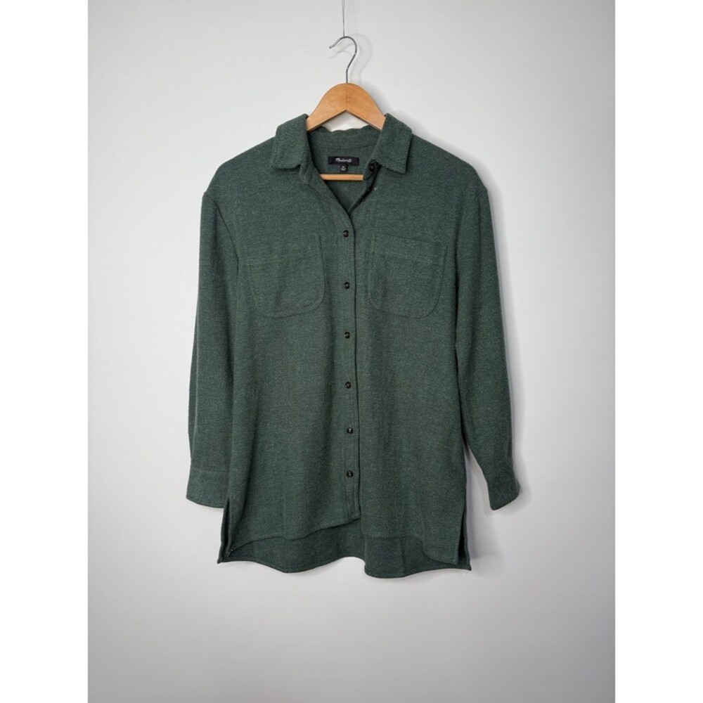 Madewell Oversized Ex-Boyfriend Shirt in Flannel: Seamed Edition Dark Palm XS